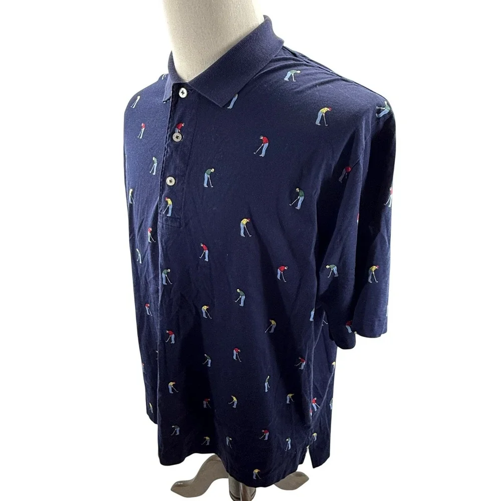 Polo Ralph Lauren Golf Mens Blue Made Hong Kong Polo Shirt Large 90's Vintage